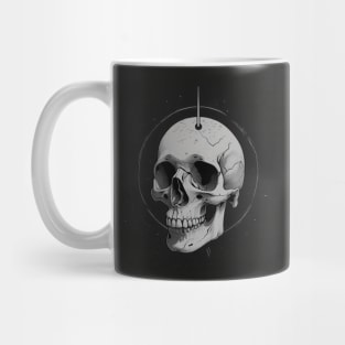 Monochrome Illustration of Skull Mug